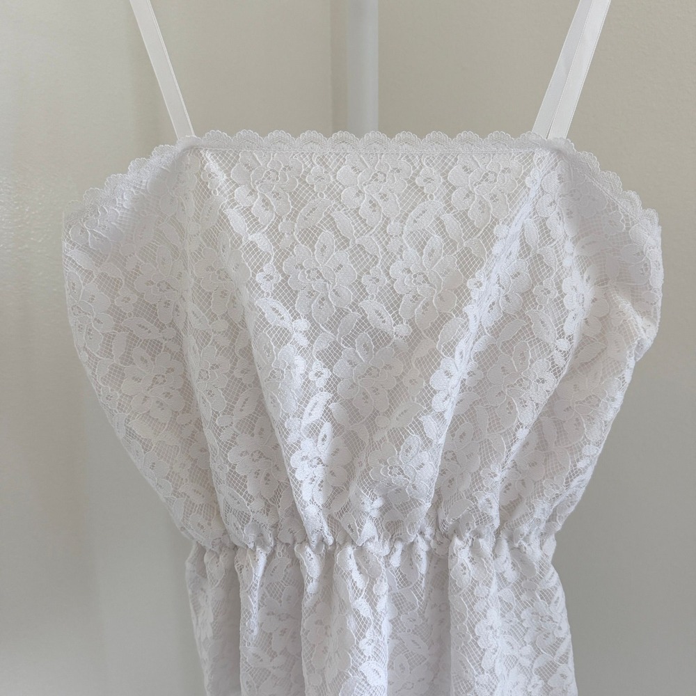 VTG L.A. Chic California Size Large Peplum Lace Cami White Made in USA - Picture 2 of 7